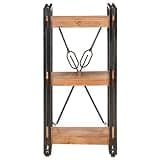 KGHFDVB 3-Tier Bookcase with Solid Acacia Wood Shelves and Powder Coated Steel Frame, 15.7x11.8x31.5 Inches Industrial Bookshelf for Home Office
