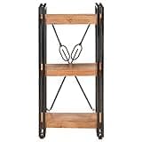 KGHFDVB 3-Tier Bookcase with Solid Acacia Wood Shelves and Powder Coated Steel Frame, 15.7x11.8x31.5 Inches Industrial Bookshelf for Home Office