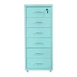 6-Tier Vertical File Cabinet Lockable Freestanding Storage Cabinet, Blue