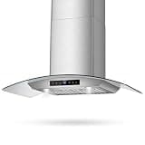 TAZPI 36 Inch Range Hood 1200 CFM, 4-Speed Wall Mount Range Hood, Smart Control, Stainless Steel Stove Vent Hoods with 2 LED Lights Pro Series