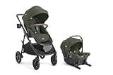 Joie Ginger and Mint Latch Travel System – 4-in-1 Travel System with Base-Free Infant Car Seat & Stroller, Built-in Latch for Easy Install and an Included All-Terrain Stroller (Forest)