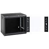 9U Wall Mounted Network Cabinet 19" IP20, 20.9x15.7x17.7 Inch, Lockable Front Door with Key, Removable Side Panels, Cold-Rolled Steel Data Cabinet for Table or Wall