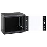 9U Wall Mounted Network Cabinet 19" IP20, 20.9x15.7x17.7 Inch, Lockable Front Door with Key, Removable Side Panels, Cold-Rolled Steel Data Cabinet for Table or Wall