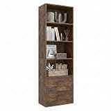 Tangkula 4 Shelf Bookcase with 2 Drawers, 74 Inch 4 Tiers Tall Open Bookshelf with 2 Slide-Out Drawers, Anti-toppling Device, Freestanding Wood Storage Shelf for Home Office (Rustic Brown, 74" H)