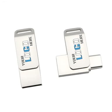 WURAWUS Custom Type C USB 2.0 Flash Drive Bulk Personalized Metal Memory Stick for Business Wedding Gift 128MB 50 PCS