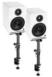 Rockville APM8W V2 Bundle: Pair 8 in Powered Studio Monitor Speakers USB Bluetooth, DMS75 Desk Clamp Monitor Stands 15 Degree Tilt, White, 2 Items