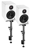 Rockville APM8W V2 Bundle: Pair 8 in Powered Studio Monitor Speakers USB Bluetooth, DMS75 Desk Clamp Monitor Stands 15 Degree Tilt, White, 2 Items