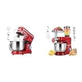 VIVOHOME Red 660W 10 Speed 6 Quart Tilt-Head Stand Mixer and Red 6 in 1 Stand Mixer 8.5 Quart Electric Tilt-Head with Meat Grinder Blender Pasta Maker
