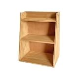 CFGH6FDF Three-Tier Trapezoidal Shelving Unit Home Minimalist Open Wooden Bookshelf Freestanding Book Shelf