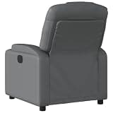 GKHPYURE Manual Recliner Chair Grey Faux Leather with Cup Holders and Side Pocket, 135-Degree Tilt, Thickly Padded Seat and Armrests, Wood and Metal Frame