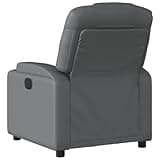 GKHPYURE Manual Recliner Chair Grey Faux Leather with Cup Holders and Side Pocket, 135-Degree Tilt, Thickly Padded Seat and Armrests, Wood and Metal Frame