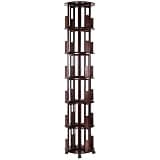 6 Tier Bamboo 360 Spinning Book Shelf Tower Vertical Rotate Turning Spiral Corner Organizer for Small Space Home Office Living Room