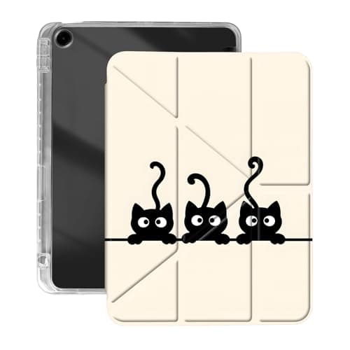 VOGDMKJG Case for iPad 10.2" 2021/2020/2019 (9th/8th/7th Generation) -Y-Shaped Stand Clear Back with Pencil Holder Auto Sleep/Wake Multi-Angle View Protective Tablet Cover (Lying cat)