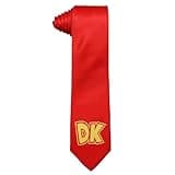 ASVP Shop DK Retro Gaming Fan Red Necktie – Bold Polyester Costume & Cosplay Accessory
