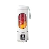 600ML Portable Juicer Cup - USB Electric Small Juice Blender & Small Household Fruit Juice Maker with Dual Function and Power Pack for Home & Travel(White Button)