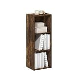 Furinno LUDER Book Shelf, 3-Cube Bookshelf, Bookcase with Open Shelves, 9.3 x 12 x 31.5, Easy Assembly, for Living Room, Bedroom, Home Office, Amber Pine