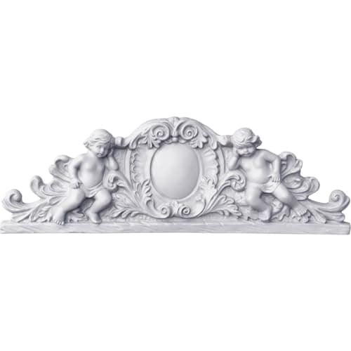 Ekena Millwork 28 1/2"W x 9 5/8"H x 2 3/4"P Scroll Angel Center with Scrolls