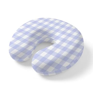 ZRNLTDGHK Neck Pillow Minimalist Lavender Gingham Plaid Travel Pillow Memory Foam U Shaped Pillows, Light Purple Buffalo Check Travel Neck Pillows for Airplane Car Office Home Sleeping Rest