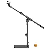 InnoGear Adjustable Desk Microphone Stand, Weighted Base Boom Arm Mic Stand, 3/8'' and 5/8'' Threaded Mounts for Blue Yeti HyperX QuadCast SoloCast Fifine, Kick Drums, Guitar Amps, Black, Large