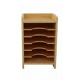 Milageto 6 Layer Card Organizer Curved Cutouts Educational Card Cabinet Wood Finish