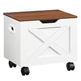MAHANCRIS Rolling Filing Cabinet, Small File Cabinet Under Desk with Single Drawer, Hanging File Organizer for A4/Letter-Size Documents, Organizer Box, for Home Office, White and Walnut FCBA4001