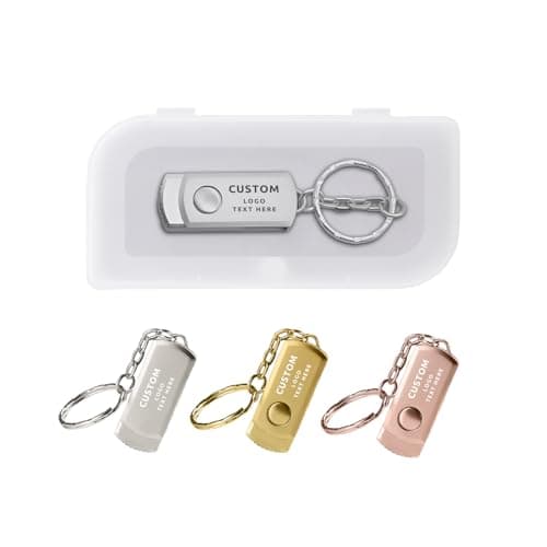 WURAWUS Bulk Custom Swivel USB Flash Drive 50 Pack, 3 Colors Thumb Drive with Customized Logo and Text, for Photographers, Corporate Events, Trade Shows, Wedding Gifts(128 MB,with Plastic Box)