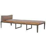 KHNLGFR Solid Acacia Wood Sun Lounger with Cushions, Brown Daybed for Garden Patio, Steel Legs, Removable Polyester Cover
