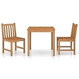 Kaorsrow 3 Piece Garden Dining Set, 31.5" Solid Teak Wood Patio Table and 2 Chairs Furniture Set, Indoor Outdoor Bistro Dining Furniture for Balcony, Deck, Kitchen and Yard