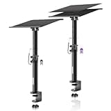 OUKMIC Studio Monitor Stands Clamp On Desktop Speaker Stand Pair, Heavy Duty Riser Tilt Height Adjustable, Universal Music Booth Desk Audio Mount Tray for Subwoofer Surround Sound Bookshelf Laptop
