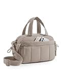 BAGSMART Mini Duffle Bag, Crossbody Bags for Women, 6.8L Lightweight Travel Purse for Women, Puffy Shoulder Bag, Water-resistant, Tan
