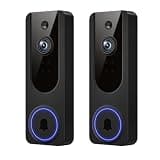 Nexfluxio 2PCS 1665P Wireless Video Doorbell Camera, Cloud Storage, AI Human Detection, Instant Alert, Night Vision, Two Way Audio, 2.4G WiFi Only