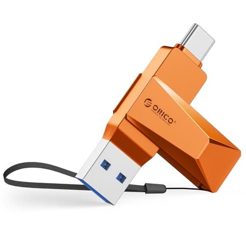ORICO USB3.0 Flash Drive 150MB/S Metal Housing Swivel Design Support OTG Function 2 in 1 PenDrive 128GB for USB C and USB A Devices -CB05 OR