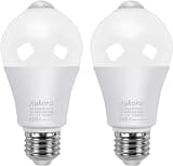 Aukora Motion Sensor Light Bulbs, 12W(100W Equivalent) E26 6500K 1000Lm 120V Motion Activated Dusk to Dawn Security Lights, Indoor Outdoor for Front Door Porch Garage Basement Hallway Closet