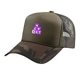Mens Women Purple Heart Blocks Purple Graphic Trucker Hat with Adjustable Mesh Back, Camo Green