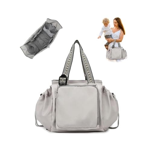 BELLPO Multifunctional Everyday Tote, 15 Pockets, Large Capacity, Durable, Under Seat Carry-on Work Diaper Travel Bag(Gray)