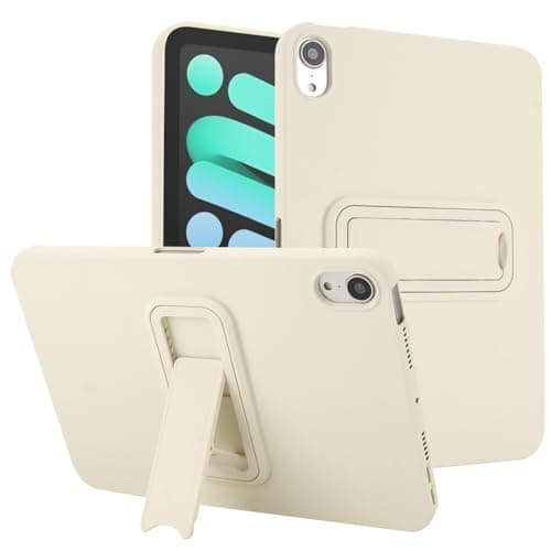 iDOMi Case for iPad mini 7th & 6th Gen with Kickstand, Soft TPU + Hard PC Ultimate Delicate Touch Feeling Shockproof Protective Back Cover for iPad mini 7th 6th Women Men, Beige
