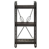 UERNGFTKM Industrial 3-Tier Bookcase Black 31.5 Inch Tall, Solid Mango Wood Shelves with Powder-Coated Steel Frame for Home Office