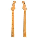 TL Electric Guitar Neck Replacement, 22 Fret Maple Fingerboard Glossy Yellow Guitar Neck for Electric Guitar Repair and Custom Build