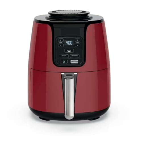 Ninnjjaa Air Fryer | 4 QT Capacity | 3-in-1 Air Fryer, Reheat & Dehydrate | Dishwasher Safe Parts | 105°F-400°F | Quick Start guide (Red)