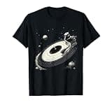 Space DJ Shirts for Men Solar System Vinyl Record Turntable T-Shirt