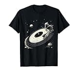 Space DJ Shirts for Men Solar System Vinyl Record Turntable T-Shirt