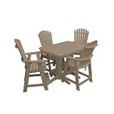 Keystone Amish Co. Poly Composite Thompson Adirondack 5-Piece Counter Height Dining Set with 4' Table, Weathered Wood
