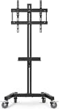 LBAawxe Mobile TV Mount Stand - Heavy Duty TV Cart Stand, Mobile TV Cart with Wheels, TV Stand with Height Adjustable Shelf