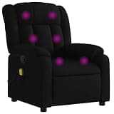 UERNGFTKM Manual Recliner Chair with Massage, Black Fabric, 6 Vibration Massage Points, 135-Degree Tilt, Side Pocket, Wood and Metal Frame