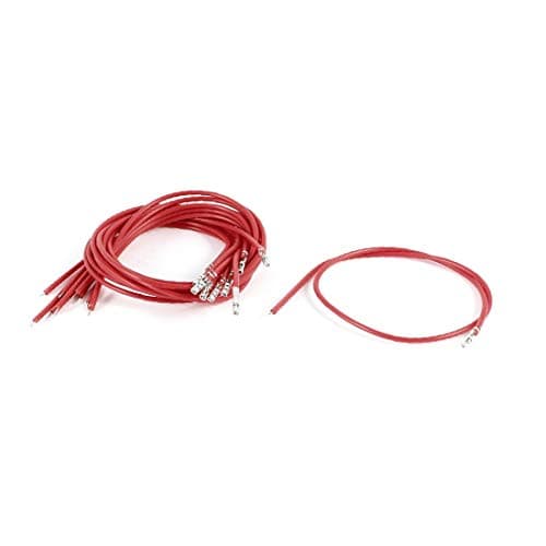 New Lon0167 10 Pcs Featured Red Silver Tone reliable efficacy Female Pin Connector Terminal Single Terminal End Head Jumper Wire Line Cable 8"(id:dc8 a9 2c 7be)