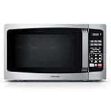 TOSHIBA ML-EM09PA(SS) Small Microwave Oven with 6 Auto Menus, Mute Function, LED Lighting, Countertop Microwave Perfect for Apartments, 0.9 Cu Ft, 10.6 Inch Removable Turntable, 900W, Stainless Steel