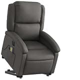UERNGFTKM Electric Stand Up Massage Recliner Chair for Elderly with Power Lift, Gray Real Leather, 6 Massage Points, 135 Degree Reclining, Side Pocket