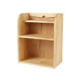 CFGH6FDF Large Capacity Desk File Rack Wooden Tiered Bookshelf Organizer Display Stand Freestanding Book Shelf