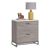 2 Drawer Lateral File Cabinet with Full Extension Slides, Brown Wood Finish Horizontal Filing Cabinet, Industrial Storage Cabinet for Home Office Fits Letter/Legal Hanging Files
