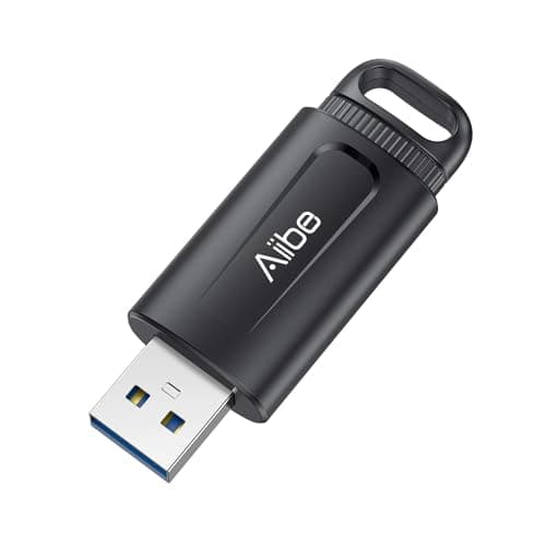 Aiibe 64GB Flash Drive USB 3.0 Thumb Drive USB Drive Memory Stick with LED Indicator Portable Keychain, Black